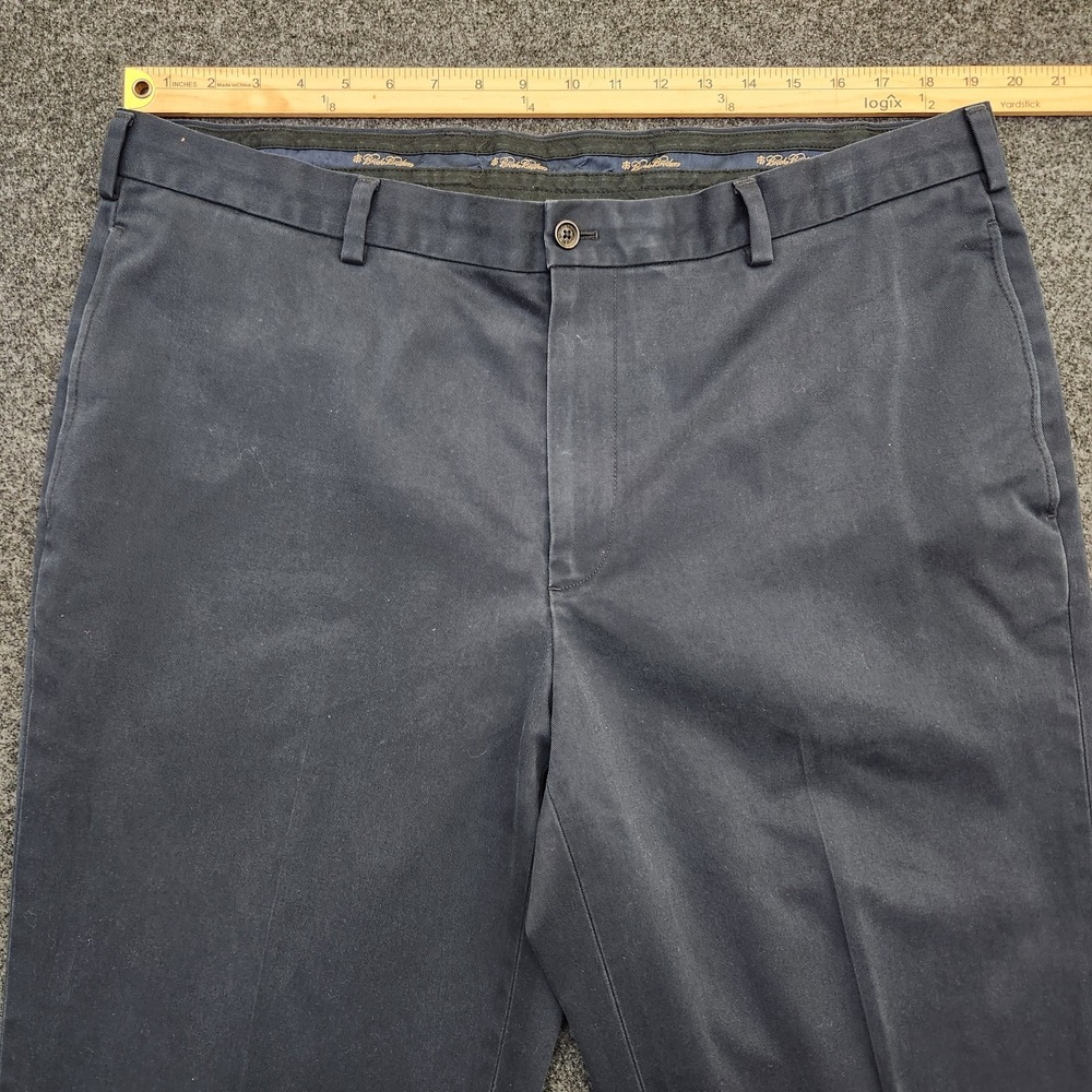 Brooks Brothers Mens 40x32 Navy Advantage Chino Clark Cotton Flat Front Pants - Picture 4 of 11